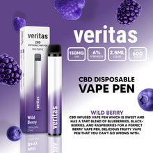 Load image into Gallery viewer, Veritas CBD Disposable Vape Pens - Wild Berries - 150mg CBD- 2.5ml