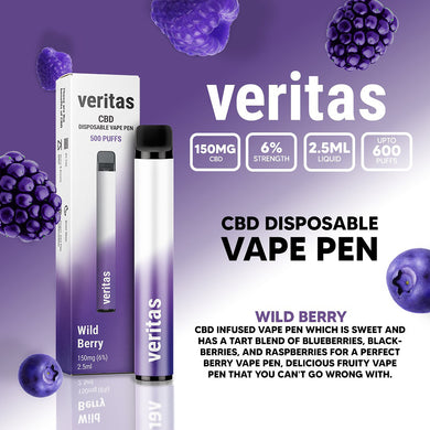 Veritas CBD Disposable Vape Pens - Wild Berries - 150mg CBD- 2.5ml