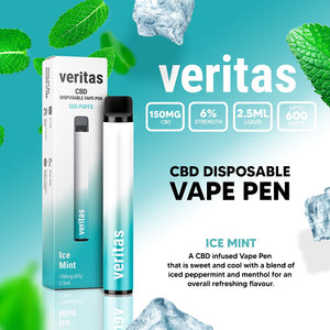 Veritas CBD Disposable Vape Pens - Ice Mint - 150mg CBD- 2.5ml