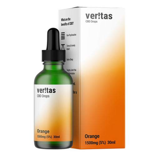 Veritas CBD Oil | Orange | 1500mg | 5% | 30ml  Full Spectrum CBD Oral Drops - The CBD Selection